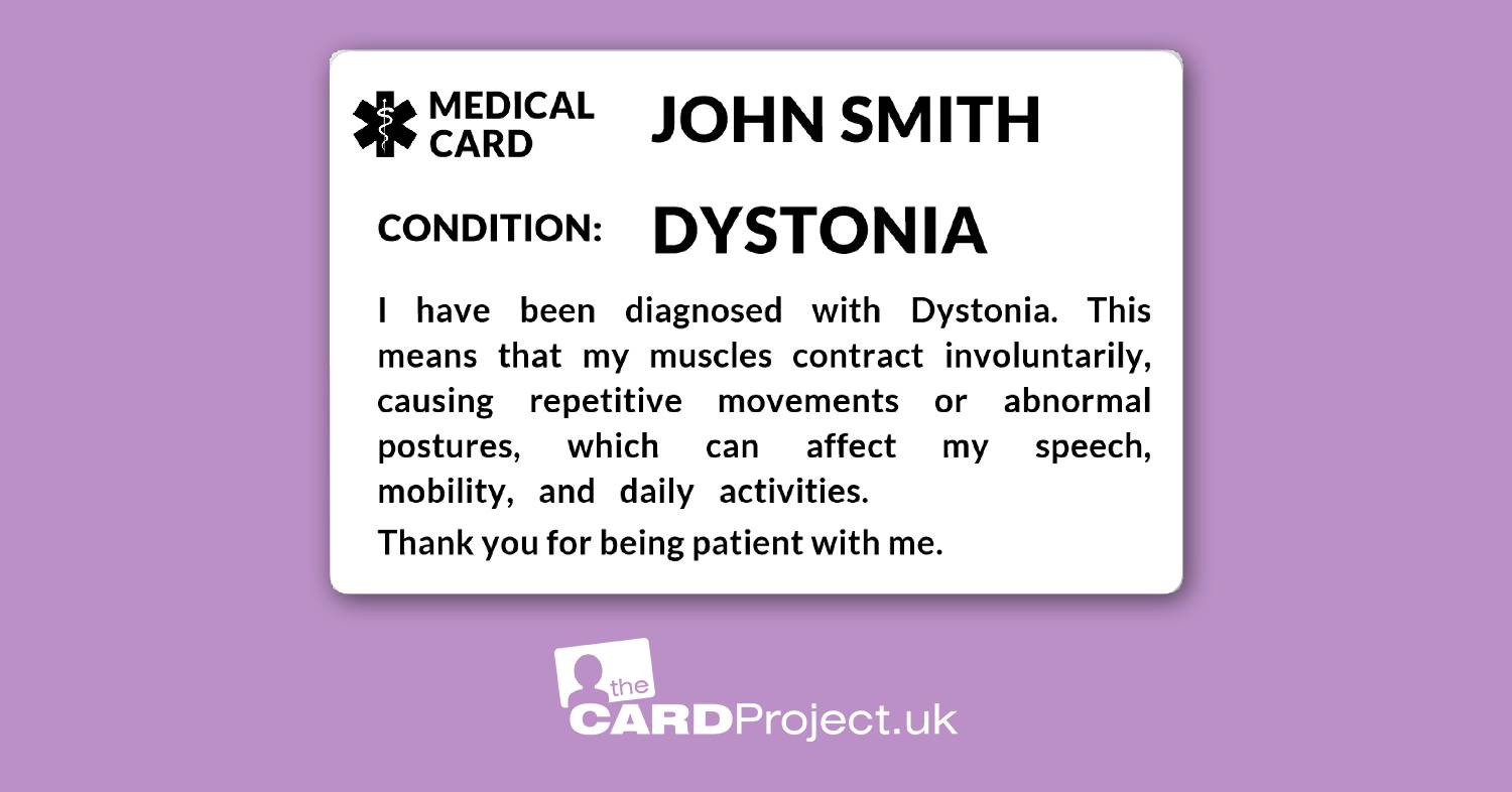 Dystonia Medical Mono ID Card  (FRONT)